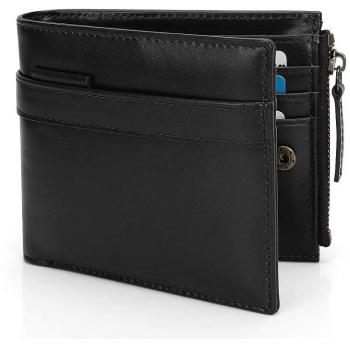 Cartera de Cuero Billetera de hombre Monederos de hombre con Cuero Genuino,Gran Capacidad & RFID Bloqueo, Carteras hombre Cuero con bolsillo de cremallera para monedas &llaves