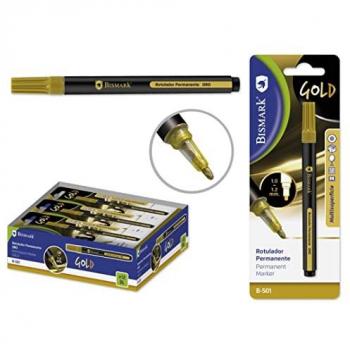 Rotulador Permanente Brillante Oro, Plata y Blanco - Punta Redonda 1.0-1.2mm, Pack de 2 Unidades