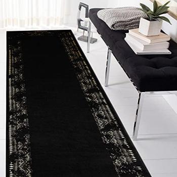 Alfombra de Pasillo Moderna Gloss 408C 86 Elegante Glamour Art Deco Negro/Oro 70x300 cm