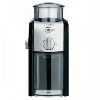 Molinillo de Café Krups GVX242 con Muelas Cónicas, 100W, Capacidad de 225g, Selector de Molido y Cantidades, Negro/Metal
