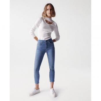High-Waisted Push-In Skinny Cropped Jeans for Women - Salsa Jeans