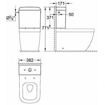 Grohe Euro Ceramic Exposed Flushing Cistern with Side Inlet, Alpine White 39333000