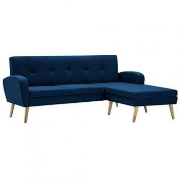vidaXL Sofá con Forma de L Tapizado de Tela Azul 186x136x79 cm Sillón Salón