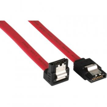 Cable SATA 0.7m con Conector en Ángulo de 90° y Seguridad - Rojo