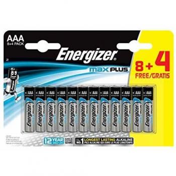 Energizer - Pilas alcalinas MAX Plus AAA LR03, 12 undiades, Alta tecnologia y Rendimiento
