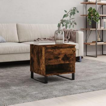 Mesa de centro de madera de ingeniería 50x46x50 cm en color blanco y negro brillante, apta para salón, comedor o uso auxiliar, modelo vidaXL