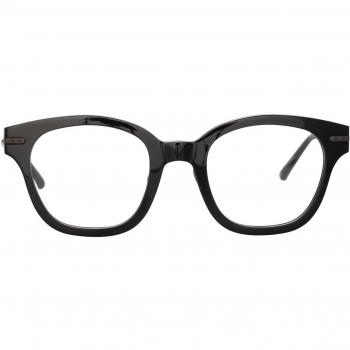Linda Farrow ATKINS LF42A Asian Fit C8 Men's Eyeglasses Black Size 49 - Frame Only with Blue Light Block Available