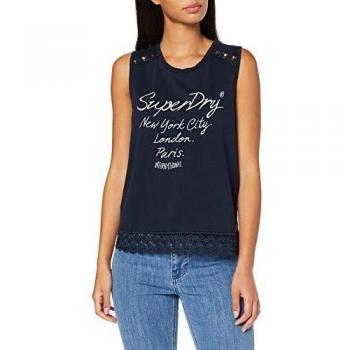 Superdry Jessica Graphic Tank Camiseta sin Mangas, Azul