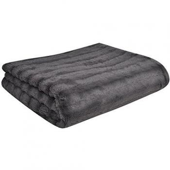 vidaXL Manta throw gris de piel artificial 150 x 200 cm