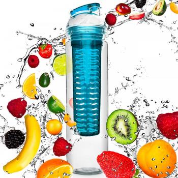 Botella de 800 ml para zumos de frutas con agua mineral / zumos de verduras con agua mineral / Disponible en verde, lila, azul y rojo. La botella ideal para practicar deporte, hecha con trifenilmetano y apta para el lavavajillas con un tapón fácil de us