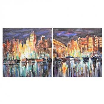 Cuadro DKD Home Decor Ciudad Loft 80 x 3 x 80 cm (2 Unidades)