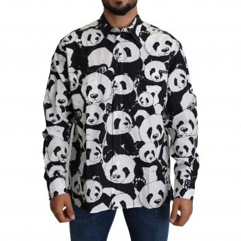Dolce & Gabbana Black Panda Mens Casual 100% Cotton Shirt - IT38 | XS