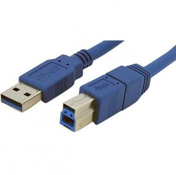 Cable USB 3.0 Tipo A a Tipo B de 1.8 Metros Azul Chapado en Níquel