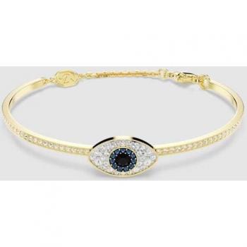 Swarovski Symbolica Gold-tone Plated Blue Evil Eye Bracelet with Crystal - Size L