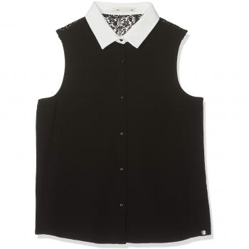 IKKS Chemise Noire Sans Manches Col Claudine Blanc, Blusa para Niñas, 02, L