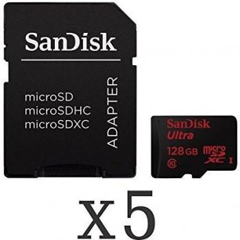 Tarjeta MicroSD SanDisk Ultra 128GB, Clase 10, 80MB/s con Adaptador SD