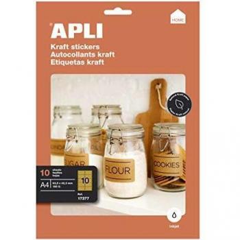 APLI 17377 - Etiquetas Kraft permanentes 99,1 x 57,0 mm 10 hojas