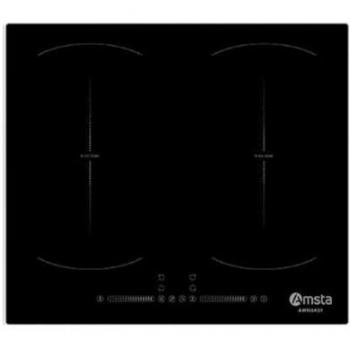 Placa de Inducción AMSTA AMTI642F 2 Zonas Flexibles 4 Fuegos 60 cm 7400W Negra, Función Booster, Temporizador, Control Táctil