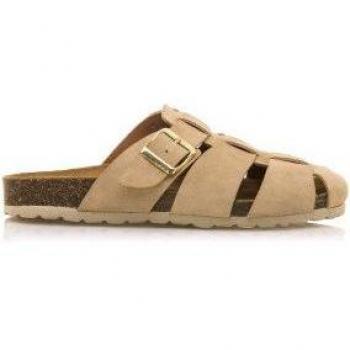 Sandalias planas Mustang Liliane beige con cierre sin cierre-abiertos