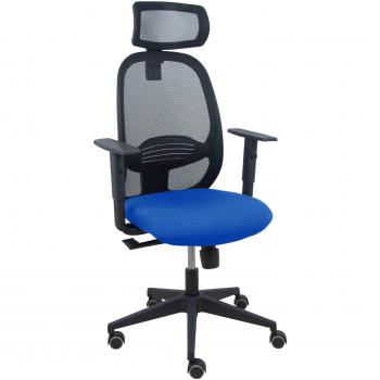 Silla Cilanco Negra con Malla Negra, Asiento Bali Azul, Brazo Regulable y Cabecero Regulable