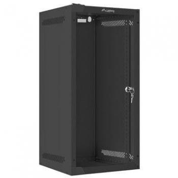 Lanberg Mural Rack 10 12U/280x310 Flat Pack Negro Puerta Cristal WF10-2312-10B