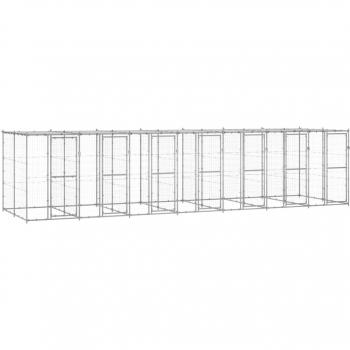 vidaXL Outdoor Dog Kennel Galvanised Steel with Roof 16.94 m²