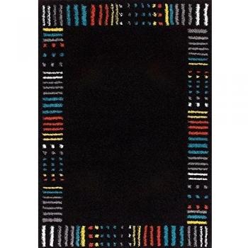 Alfombra Moderna Shaggy de gran calidad Fashion rayas Black Multicolor Varios Tamaños Sale 50%, 120 cm_x_170 cm