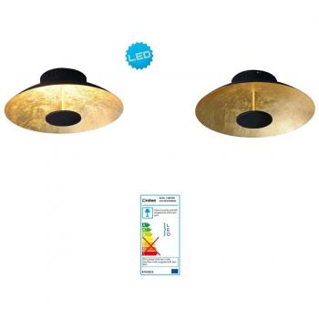 Lámpara de Techo LED Firenze 30cm, Negro y Dorado, Luz Cálida 2500K, Diseño Moderno