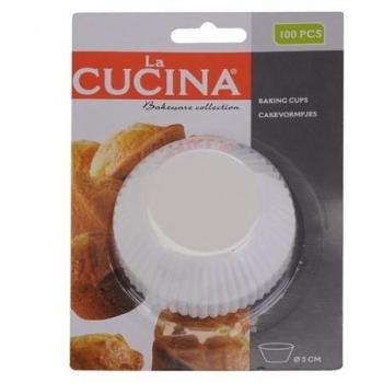 Moldes de papel para muffins con forma cónica, tamaño estándar 5 cm, paquete de 100 unidades, color blanco