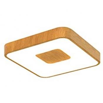 Plafón LED Cuadrado Efecto Madera 56W Regulable con Control Remoto 2700K-5000K, 2500lm