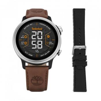 Reloj Inteligente Timberland Trail Force 47mm con Pulsera de Cuero Genuino y Silicona Marrón, Control de Ritmo Cardiaco, Sueño y Modos Deportivos, Compatible con Android e iOS