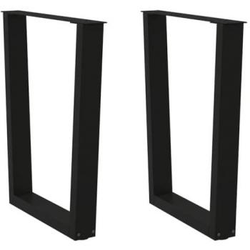 V-Shape Dining Table Legs - Black Steel, 2 pcs, 60x(72-73.3) cm