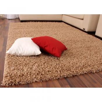 Alfombra Sky Lisa De Pelo Alto Largo Estilo Shaggy En Beige, tamaño:160x220 cm