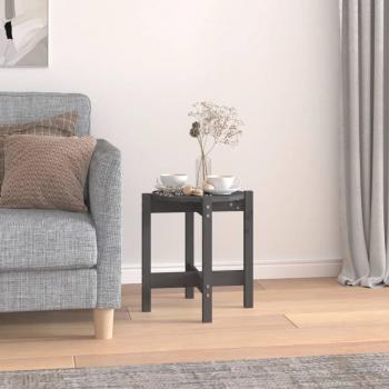 Mesa de centro gris de madera maciza de pino Ø 42,5x45 cm