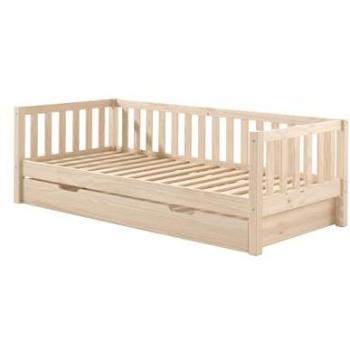Cama Individual Vipack Fritz con Sprossenumrandung y Cajón, 90x200 cm, en Pino Milky o Blanco (Hecho en Europa)