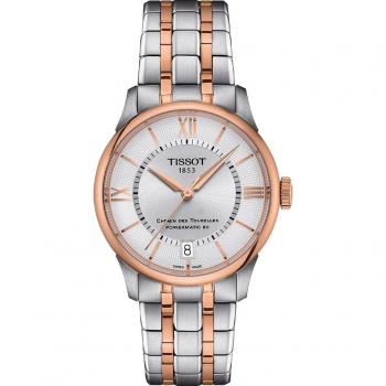 Tissot Chemin des Tourelles Powermatic 80 34mm Ladies Watch Silver/Rose Gold