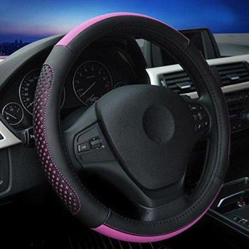 XuanMax Universal Fashion Funda de Volante Coche Cuero Microfibra Piel Respirable Vehiculo Cubierta del Volante Envoltura Protectora Antideslizante Auto Steering Wheel Cover 38cm - Purpura