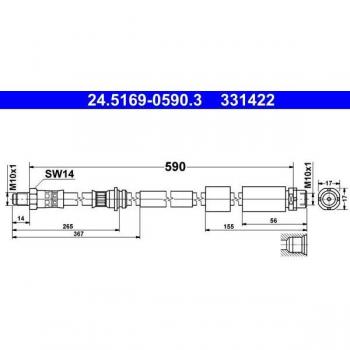 Tubo de freno ATE 24.5169-0590.3 con características de alta resistencia, diseño específico para vehículos, material de calidad superior, y compatible con sistemas de frenos hidráulicos