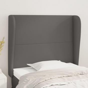 Cabecero de oreja gris en cuero sintético 103x23x118/128cm