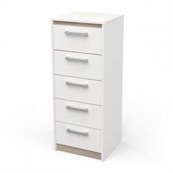 Sinfonier Watson 5 Cajones Melamina 107 cm Blanco y Roble Kronberg - Almacenaje del Hogar