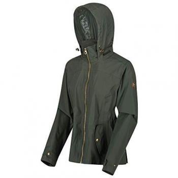 Regatta Laurenza-Chaqueta Impermeable Ligera con Capucha Plegable Jackets Waterproof Shell, Mujer, Thyme Leaf, 14