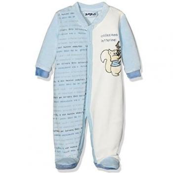 BIMBUS Tutina Ciniglia AP. Davanti ST. Scritte, Pelele Para Bebés, Panna/Azzurro 01, 0M
