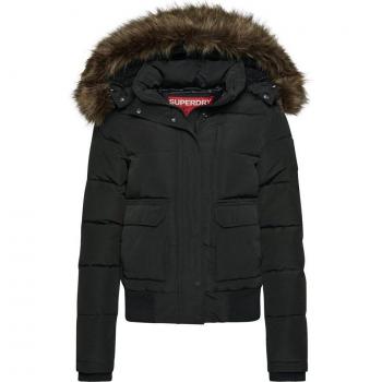 Superdry Women's Everest Hooded Puffer Bomber Jacket Black