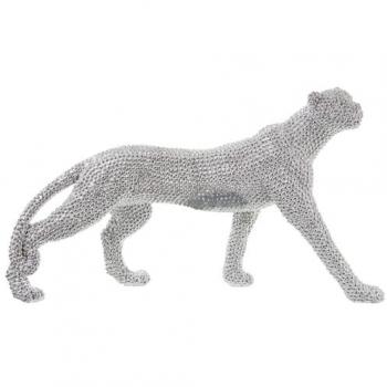 Figura Decorativa Pantera Plateada de Plástico 10 x 34 x 20 cm