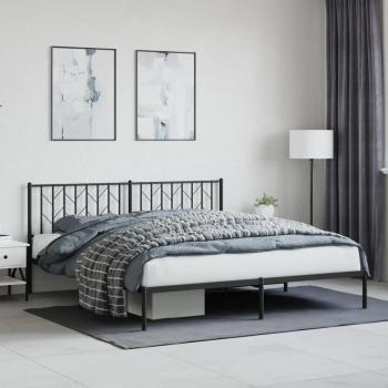 Cabecero de cama con cabecera de metal negro 183x213 cm