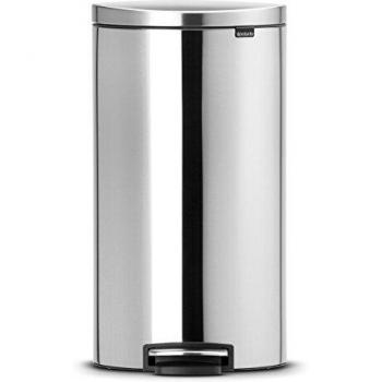 Brabantia 482007 - Cubo de Basura, Flatback, 30 litros, Ahorra Espacio, Cubo Interior de plástico extraíble, Acero Mate Anti-Huellas