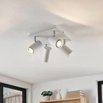Plafón Lindby Joffrey de 4 luces, blanco, metal para salón y comedor