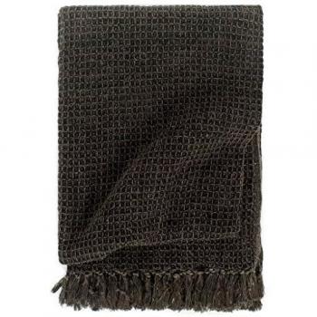 Manta de Algodón Gris Antracita/Marrón 160x210 cm Decorativa para Hogar