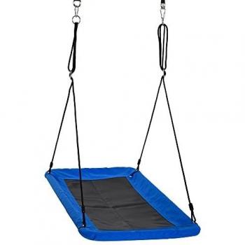Outsunny Columpio para Niños de Jardín Nido Rectangular hasta 150 kg +3 Años con Cuerdas Ajustables Tela Oxford 900D y Metal 150x80x180 cm Azul