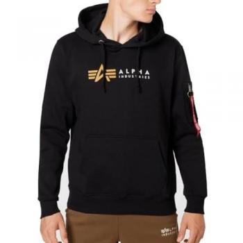 Sudadera con Capucha Alpha Industries Negra para Hombre - Modelo Alpha Label - Talla XXL